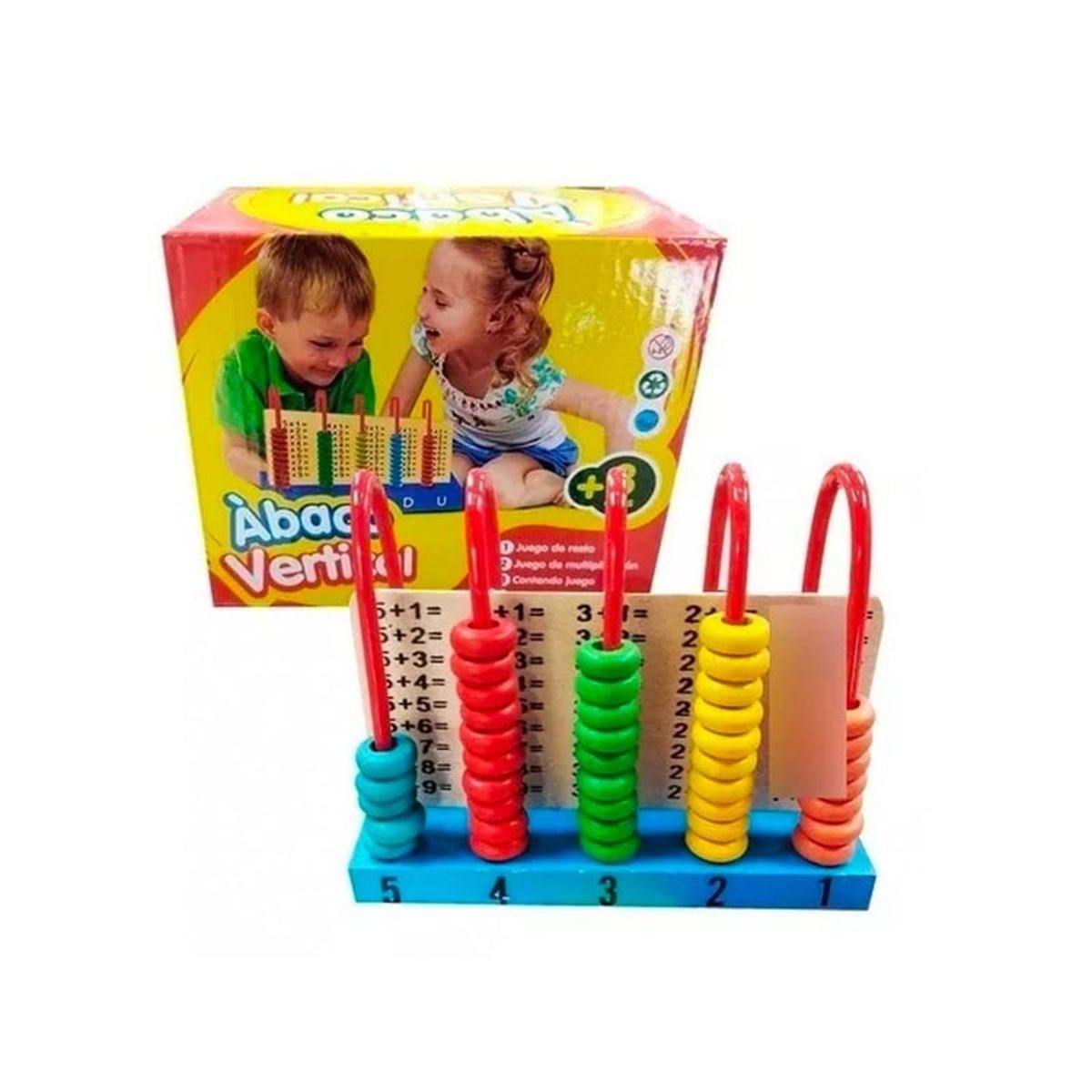 GENERICO - Abaco Vertical Madera Infantil Para Aprender A Sumar Restar