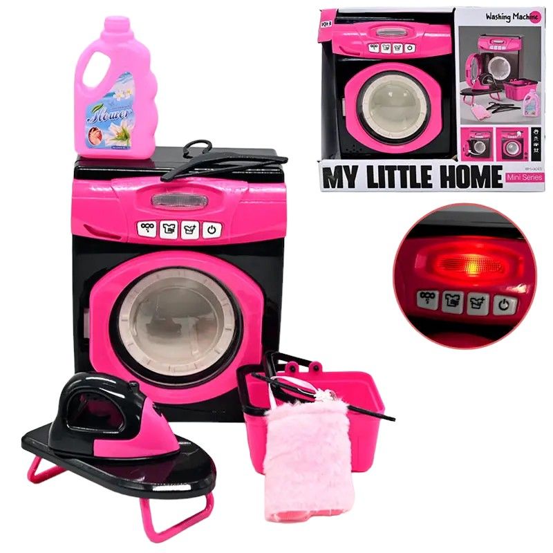 GENERICO - MINI LAVADORA  ROSA JUGUETE CON  ACCESORIOS DE ASEO