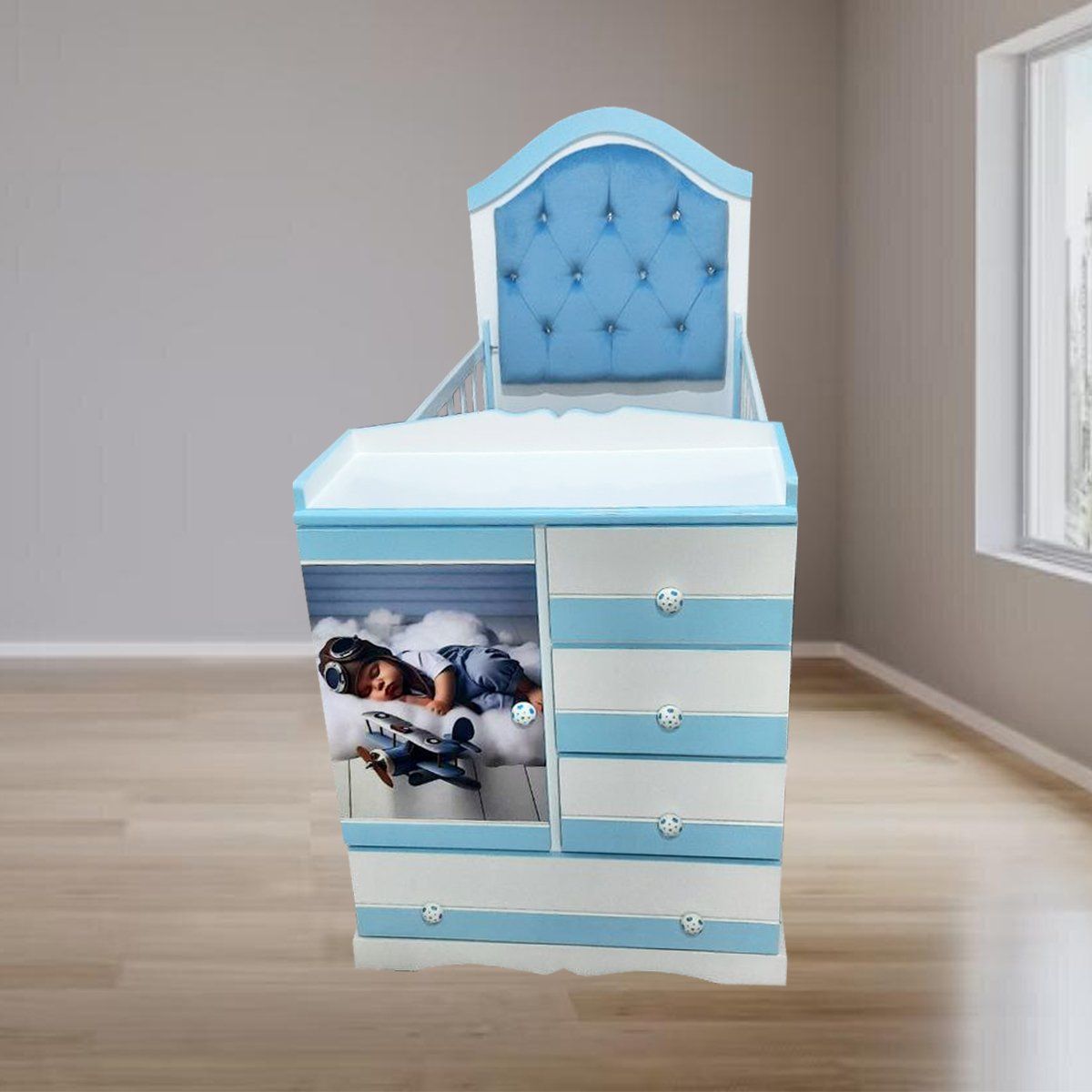 GENERICO - Cuna celeste vinil - multicuna