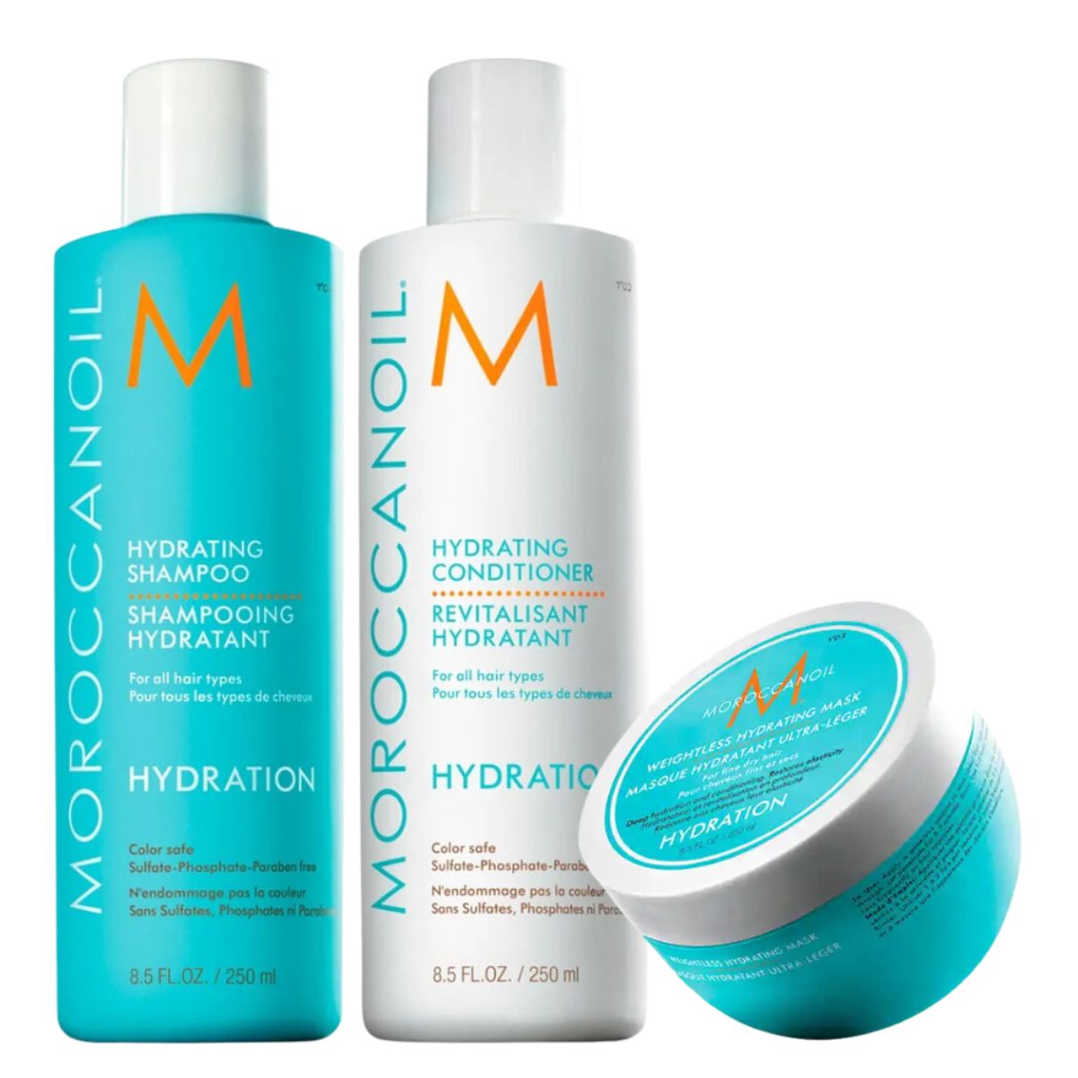 MOROCCANOIL - MOROCCANOIL HYDRATION – Trio Shampoo + Acond.+ Ligth Mask  250 ml