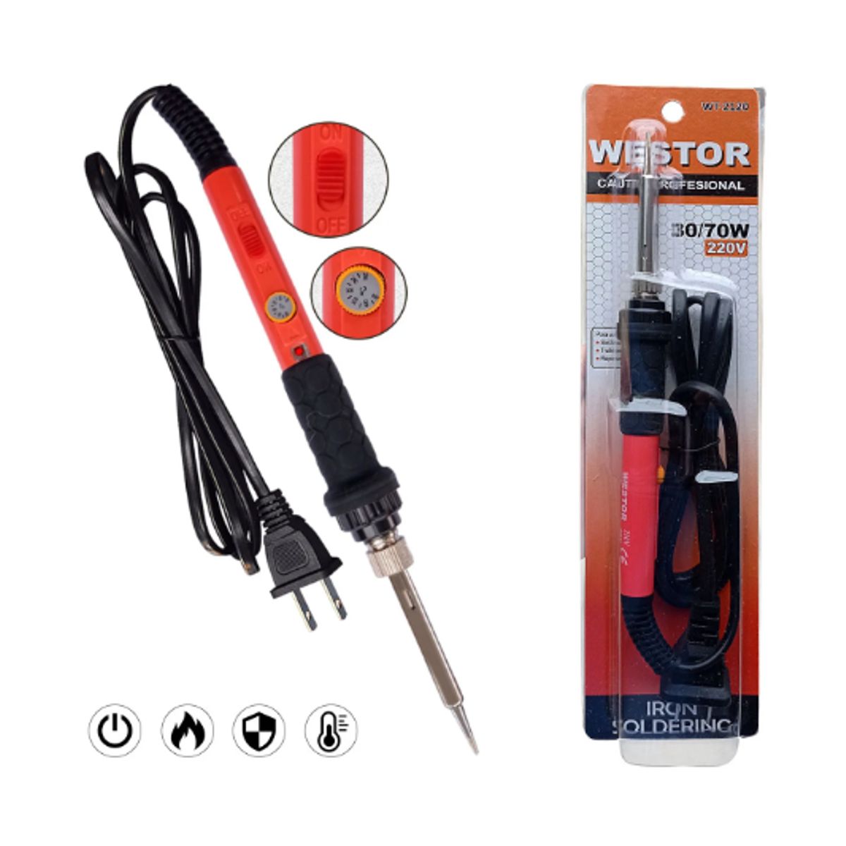 WESTOR - KitMultímetro Multitester-Cautín-Soporte lupa-Succionador-Pasta-Estaño