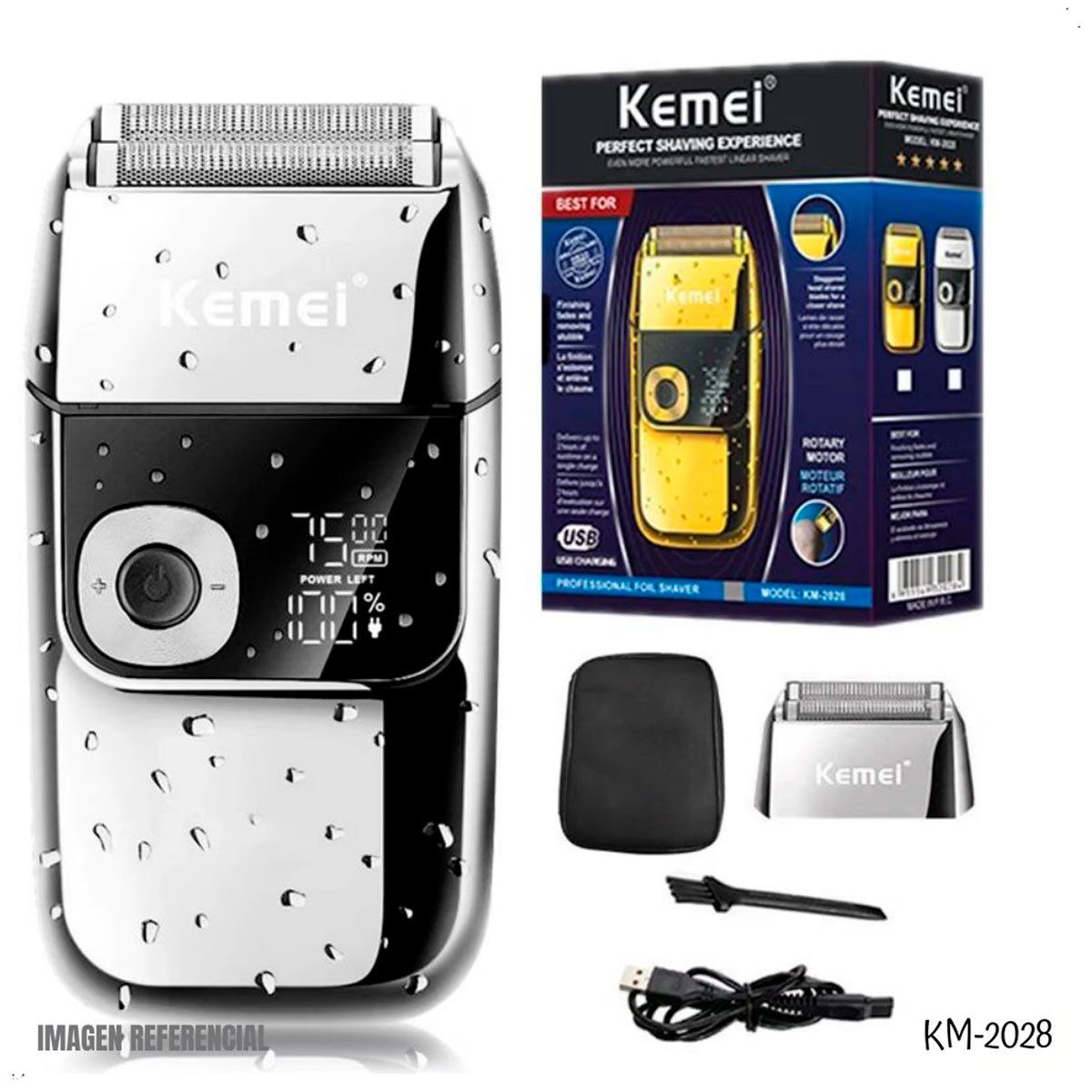 KEMEI - Maquina Afeitadora Shaver Kemei KM-2028 Plateado