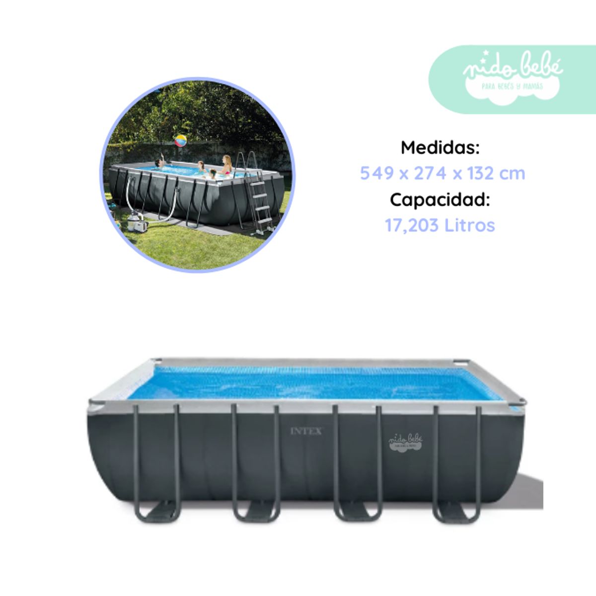 GENERICO - Maxi Piscina Estructural Rectangular intex 17mil L