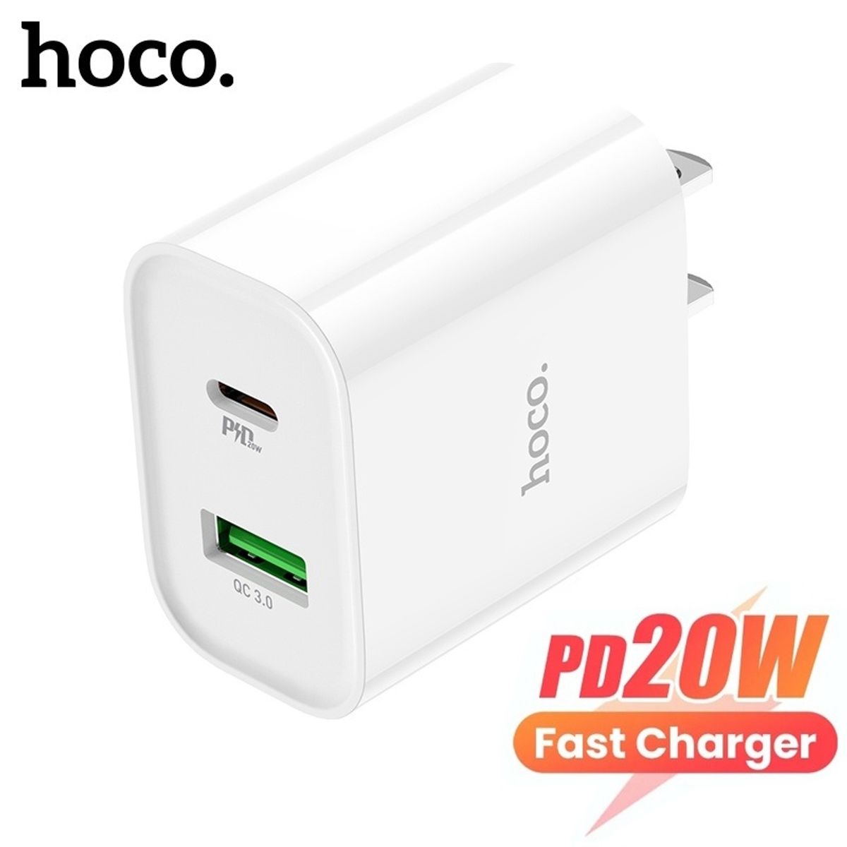 HOCO - Cargador Carga Rapida 20w PD QC3 - Tipo C Con Cable - Hoco