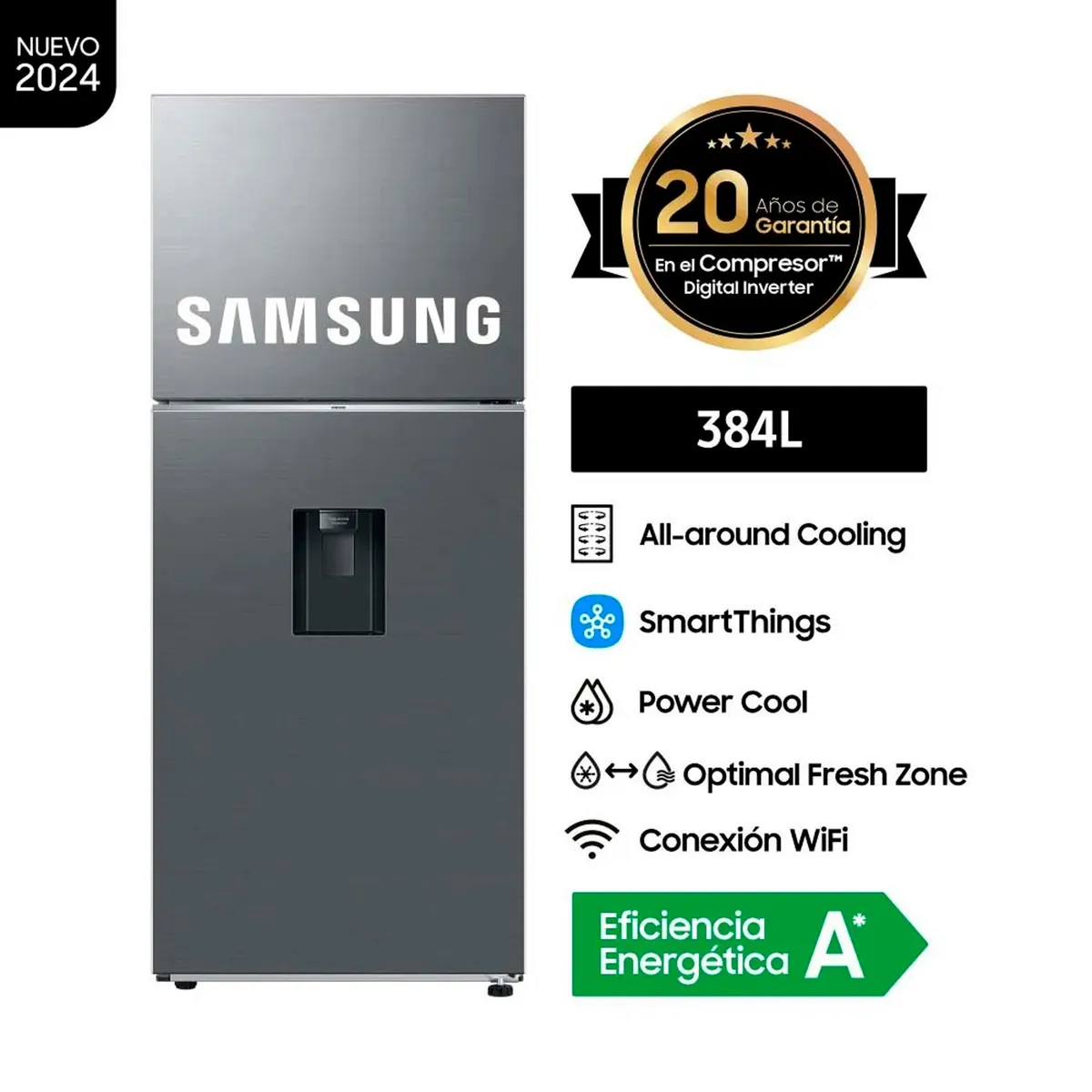 SAMSUNG - Refrigeradora Samsung Top Mount Freezer 384L RT38DG6730S9PE - SILVER