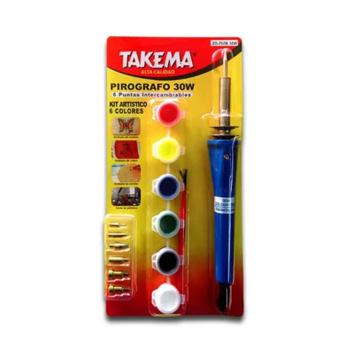 TAKEMA - Pirógrafo 6 Puntas Intercambiables 30W ZD-707B/30W TAKEMA