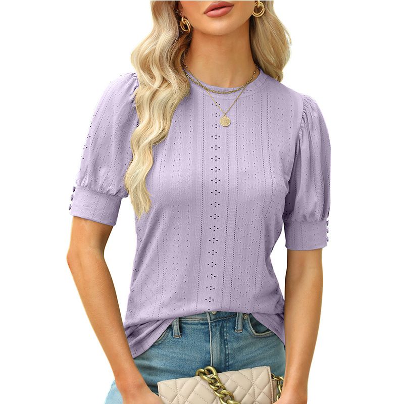 BLWOENS - Camiseta de manga corta de verano para mujeres - Violeta