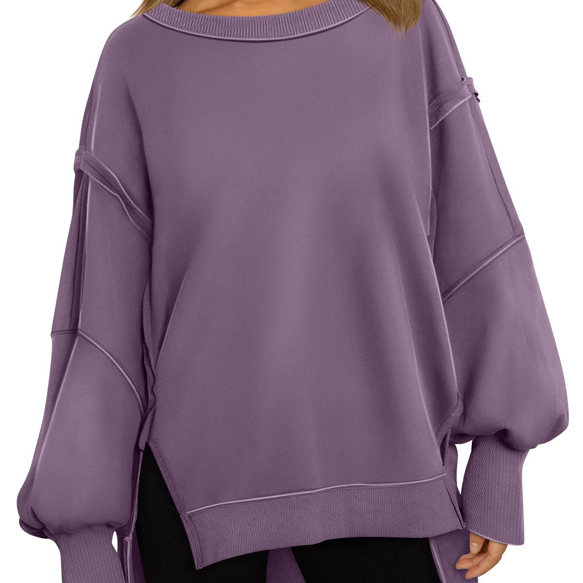 BLWOENS - Camiseta de manga larga de primavera y otoño para mujeres - Violeta