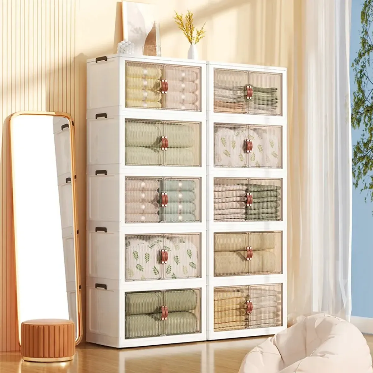 GENERICO - Mueble organizador plegable multiuso 5 pisos 151 cm con ruedas