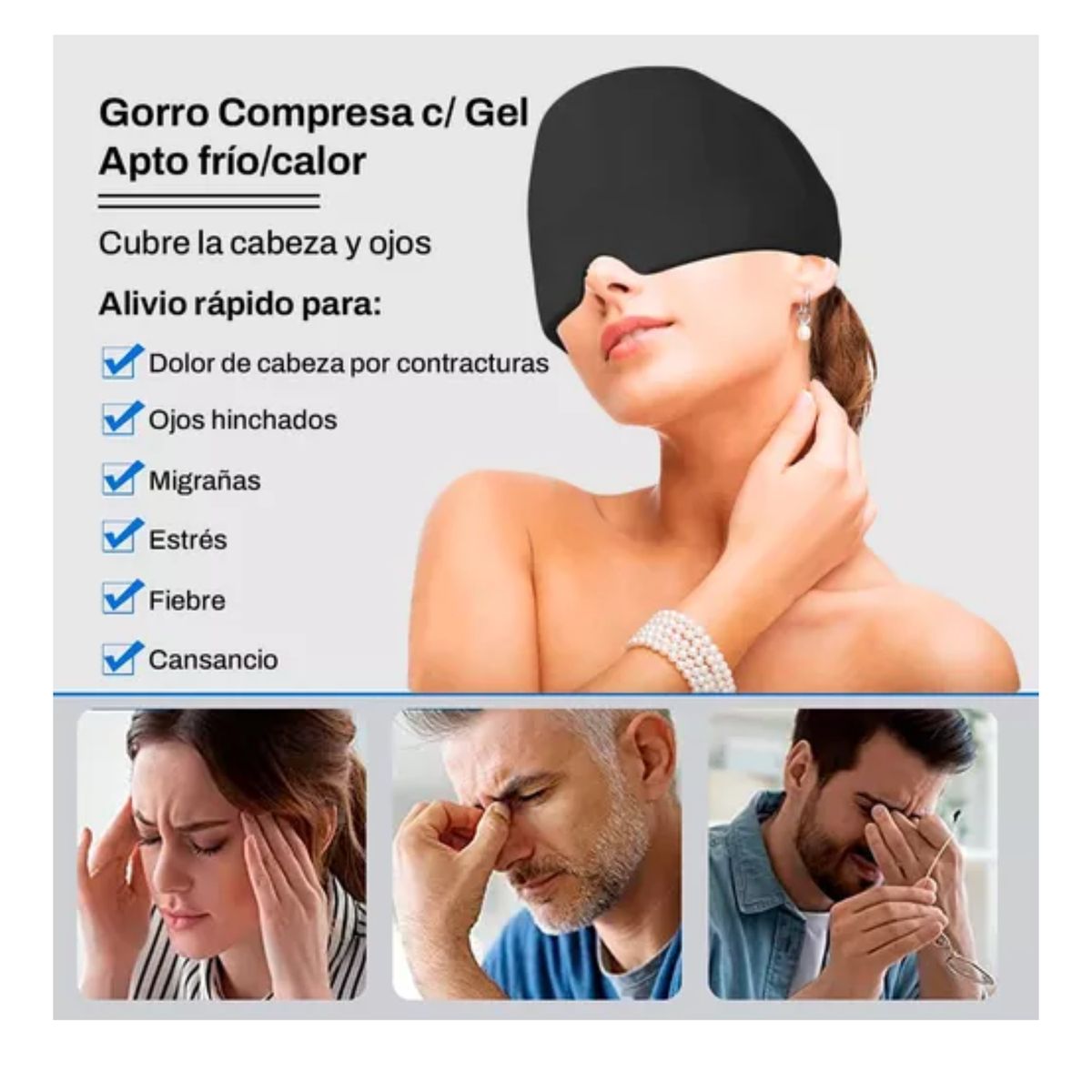 GENERICO - Gorro De Gel Para Alivio De La Migraña