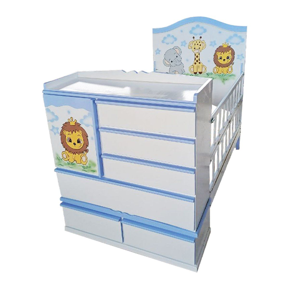 GENERICO - Cama Cuna de Plaza y Media safari con jalador de madera