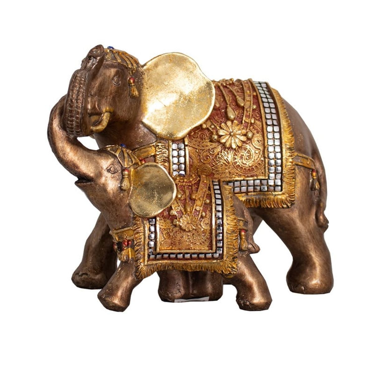 PANADECOR - Elefante Dorado de la Suerte con Cachorro