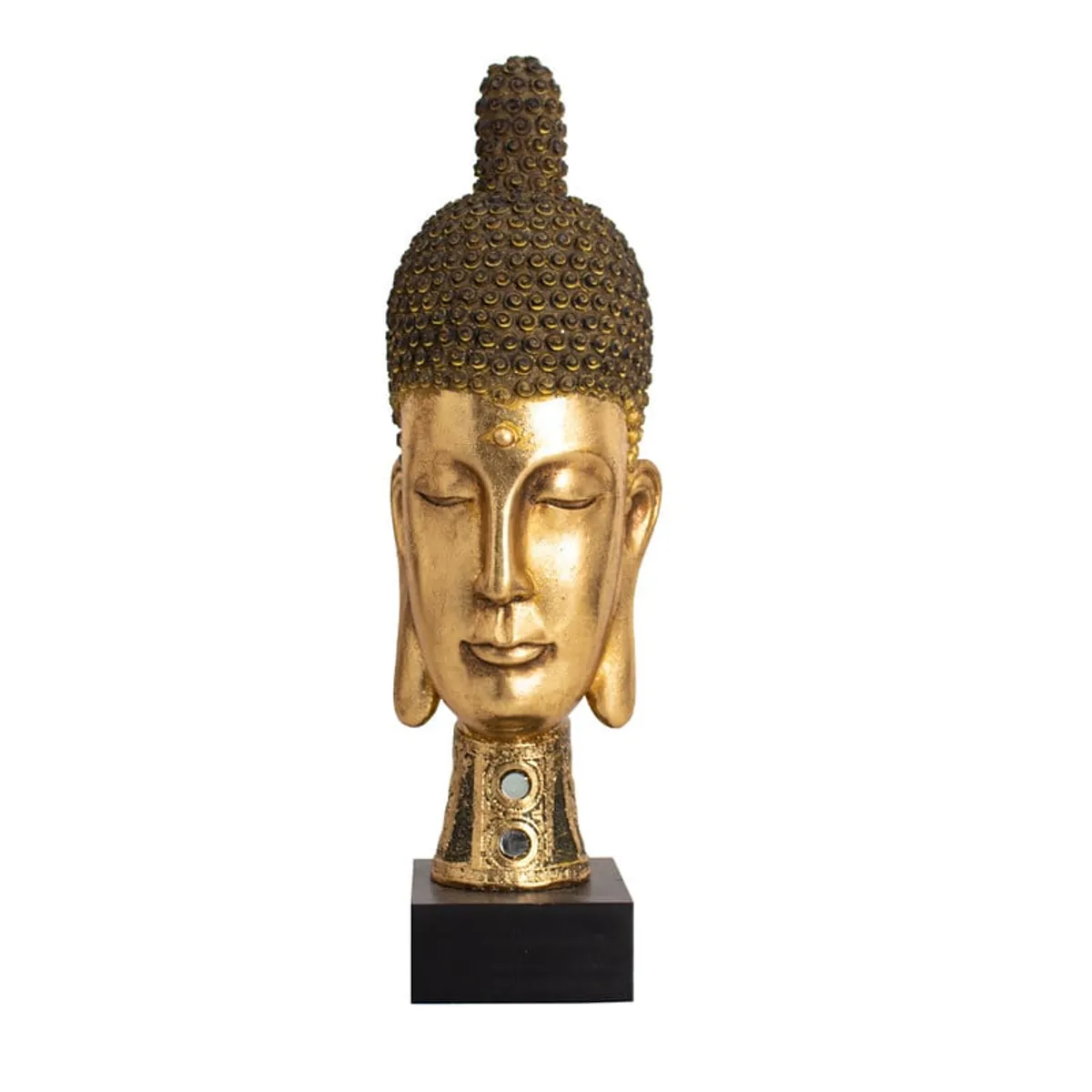 PANADECOR - Figura Decorativa Panadecor Cabeza De Buda Dorado 36Cm Poliresina