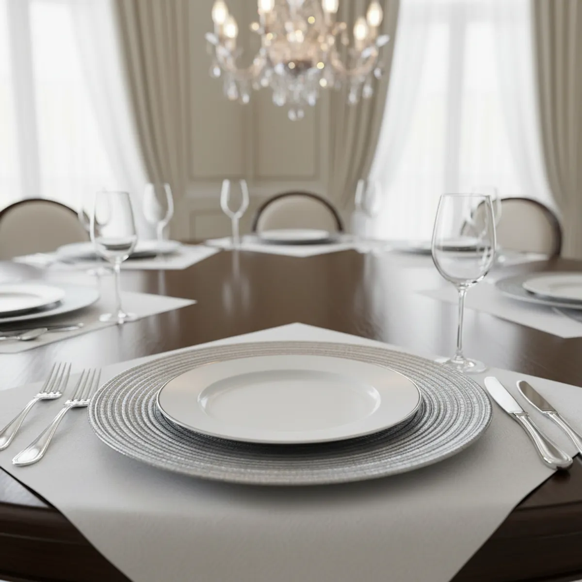GENERICO - Plato Base de Vidrio Plateado 33 cm – Elegancia y Brillo para Mesas de Lujo