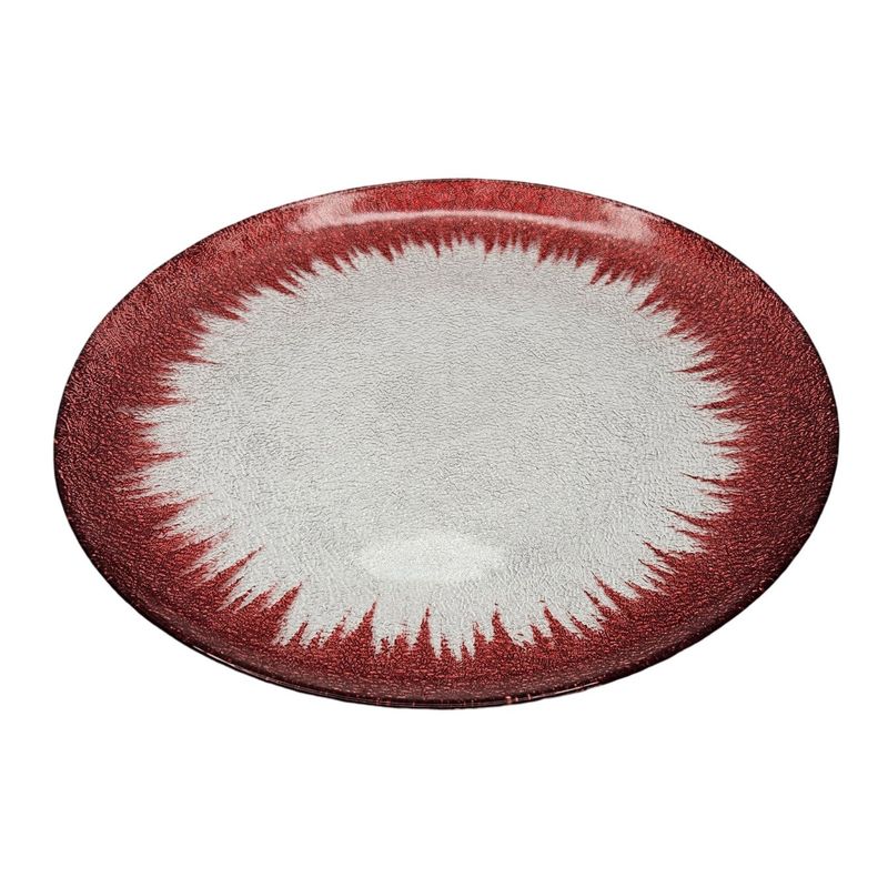 GENERICO - Plato base de vidrio trasparente con borde rojo