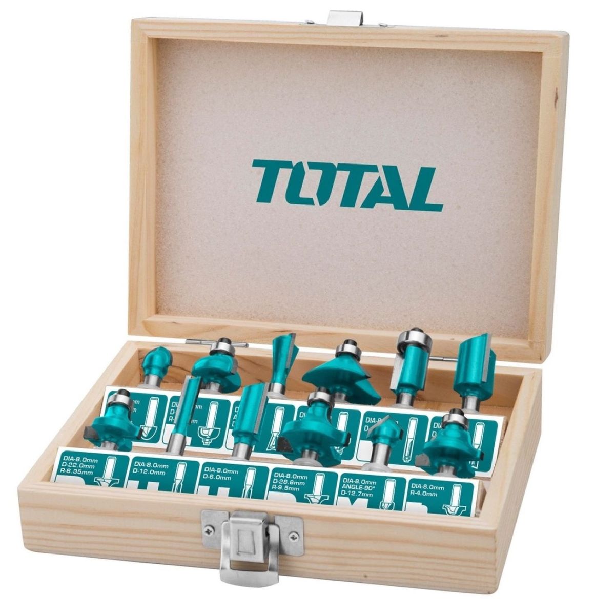 TOTAL TOOLS - JUEGO x 12PCS CUCHILLA FRESAS PARA RUTEADORA 6MM-TACSRO121