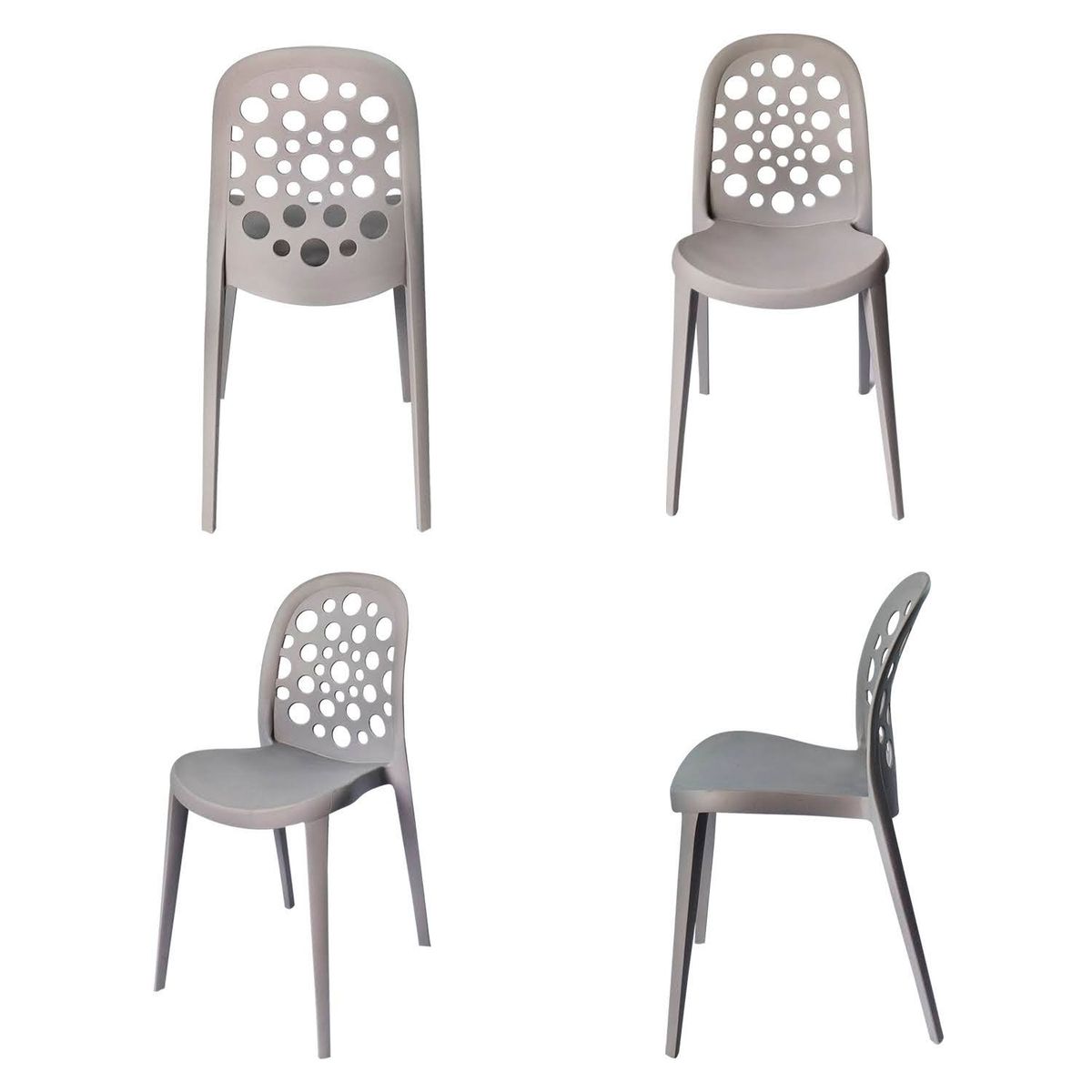 ARKIMUEBLES - Silla de polipropileno modelo Sabrina gris - set x 4 sillas