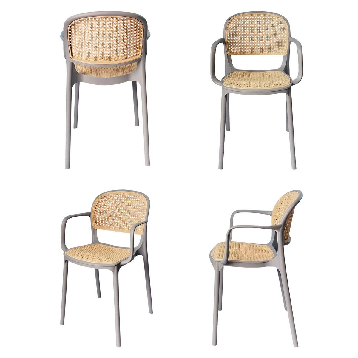 ARKIMUEBLES - Silla de polipropileno modelo Adriana gris - set x 4 sillas