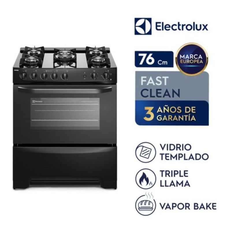 ELECTROLUX - Cocina Freestanding Gas 5 Quemadores Triple Llama Grill 76cm FE5GPR Electrolux