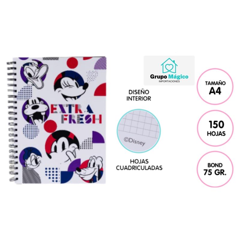 ROMAX - Cuaderno anillado de 150 hojas Disney