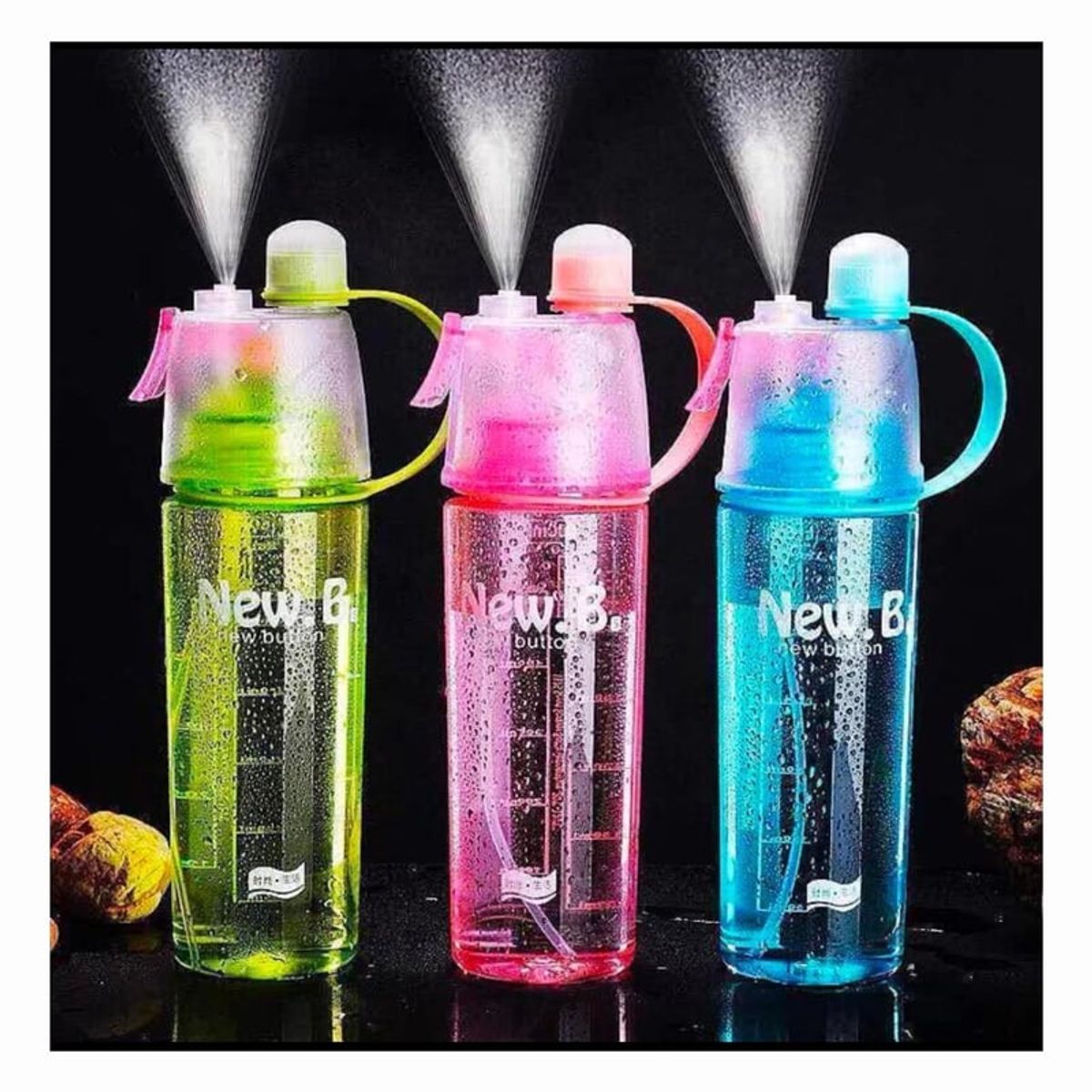 GENERICO - Botella De Agua 600ml Deportiva con Spray azul verde o negro