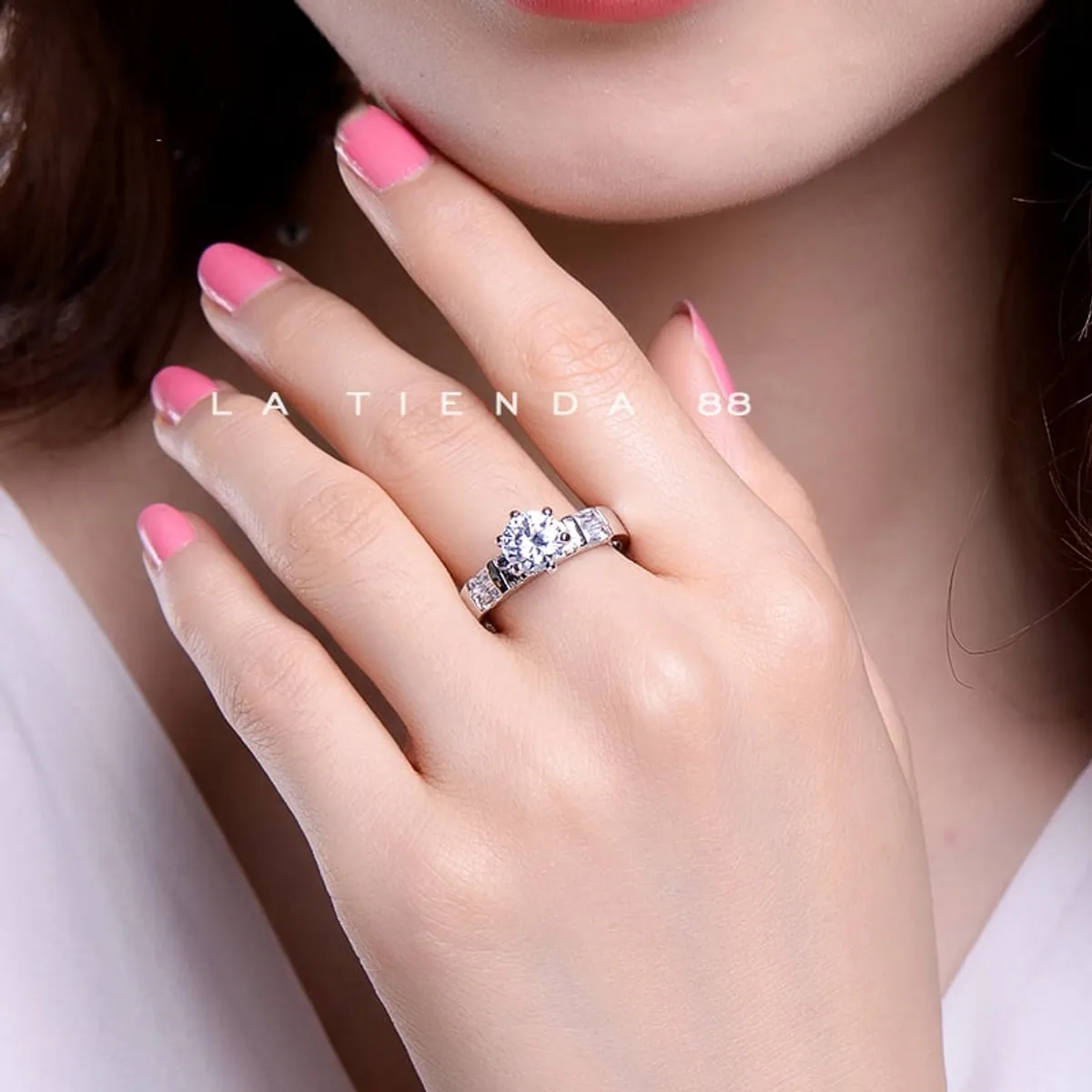 LA TIENDA 88 JOYAS Y ACCESORIOS - La Tienda 88 - Anillo De Compromiso Amor Mujer Bañado Oro 18k - Blanco