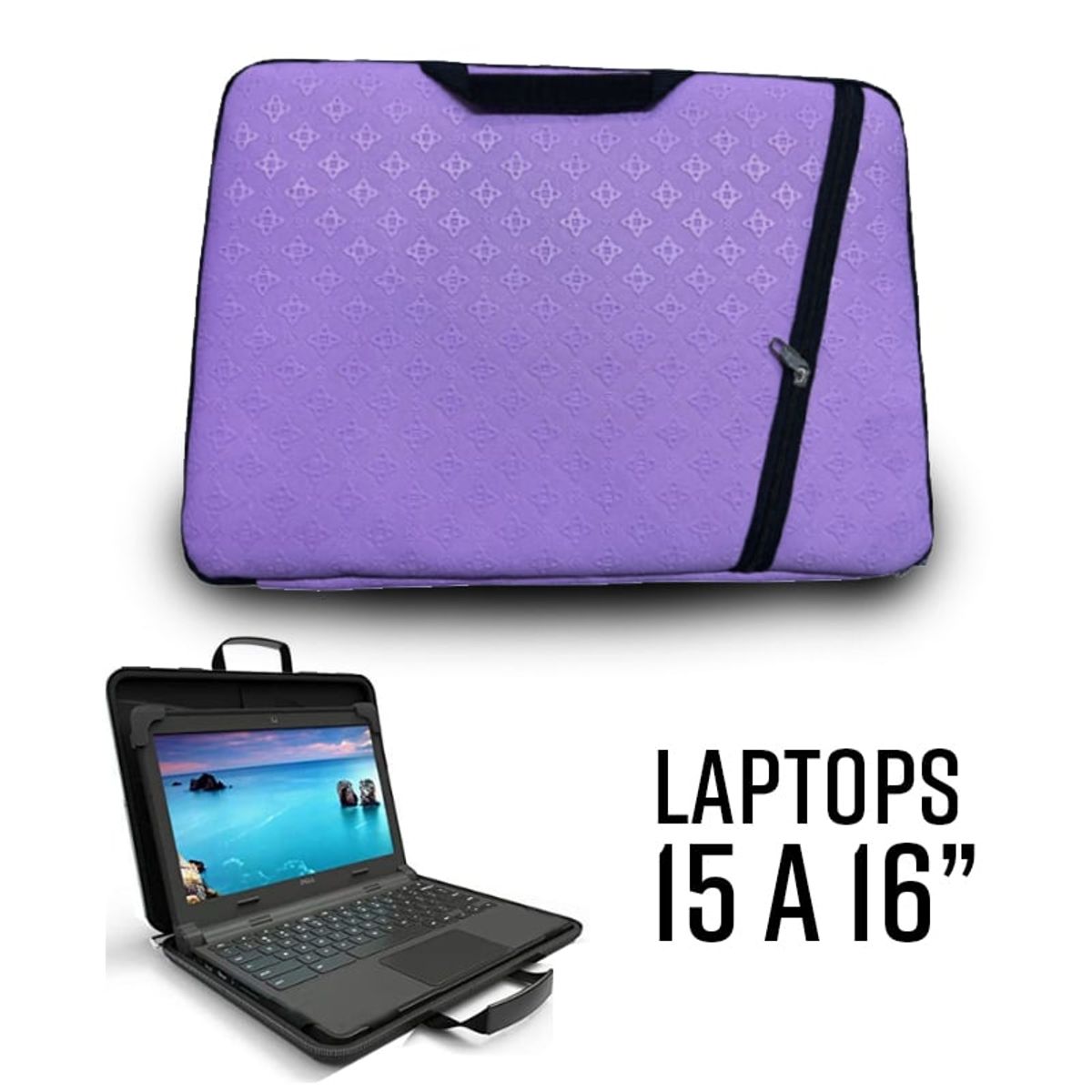 GENERICO - Funda Estuche para Laptop Maletin de 15 a 16 " Color Morado Rosa