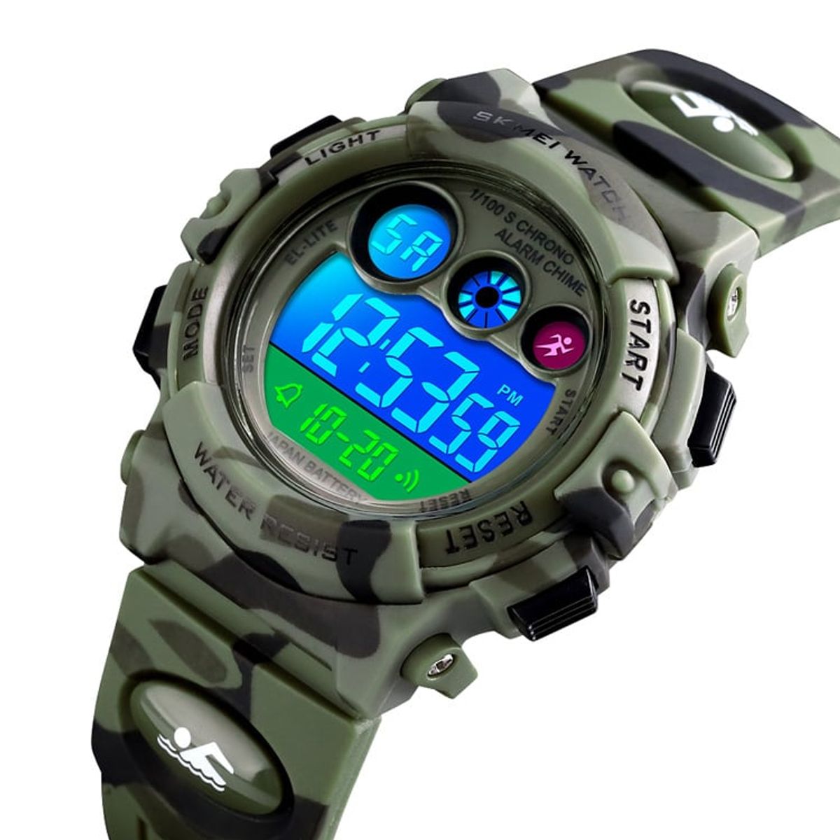 SKMEI - Reloj Skmei 1547 original camuflado con luces para niños