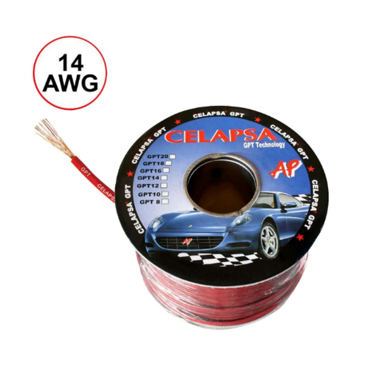 GENERICO - Cable Automotriz 14 AWG Rojo GPT-14R CELAPSA x Rollo
