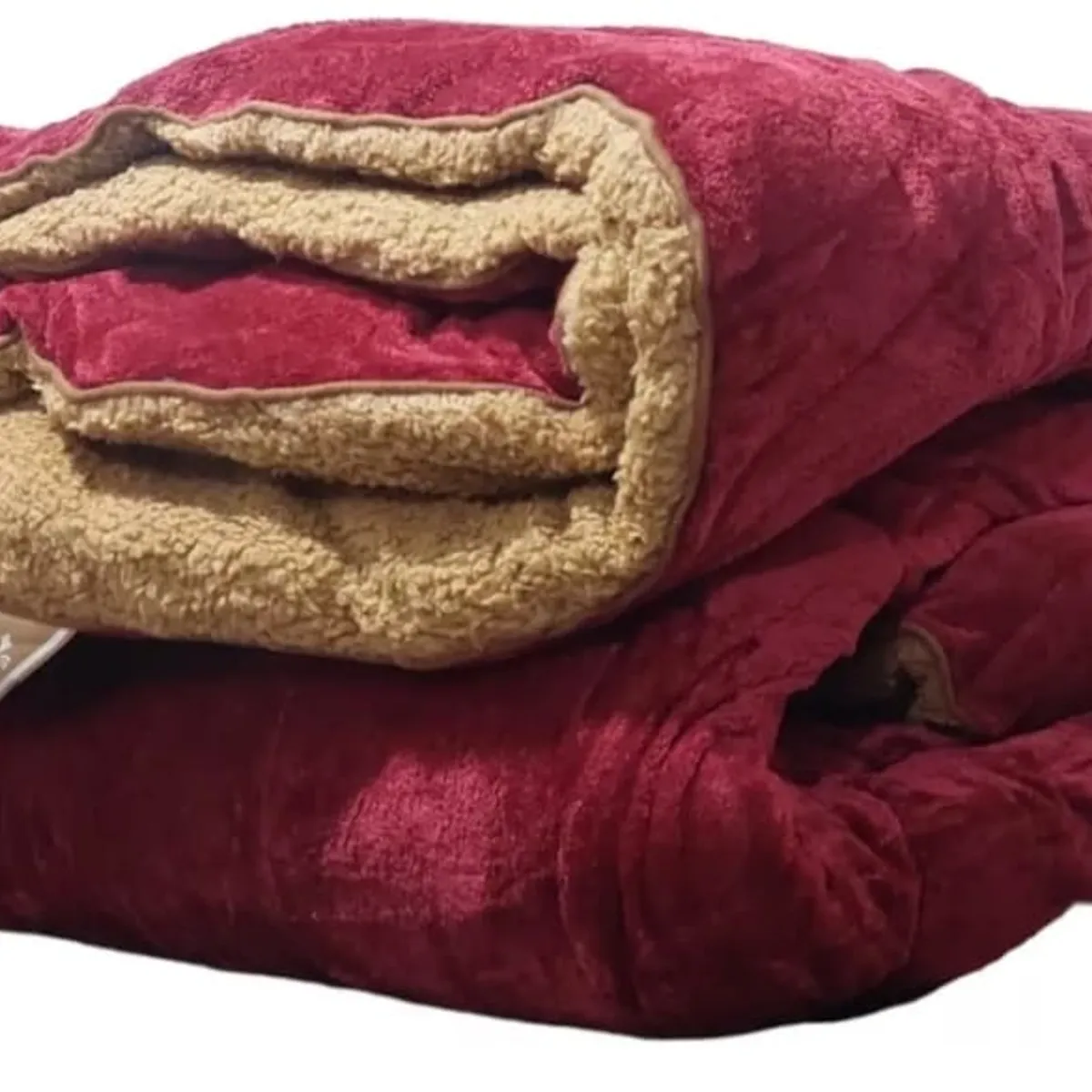 GENERICO - EDREDÓN 3 PIEZAS PIEL DE ÁNGEL CON REVERSO CARNERO KING VINO