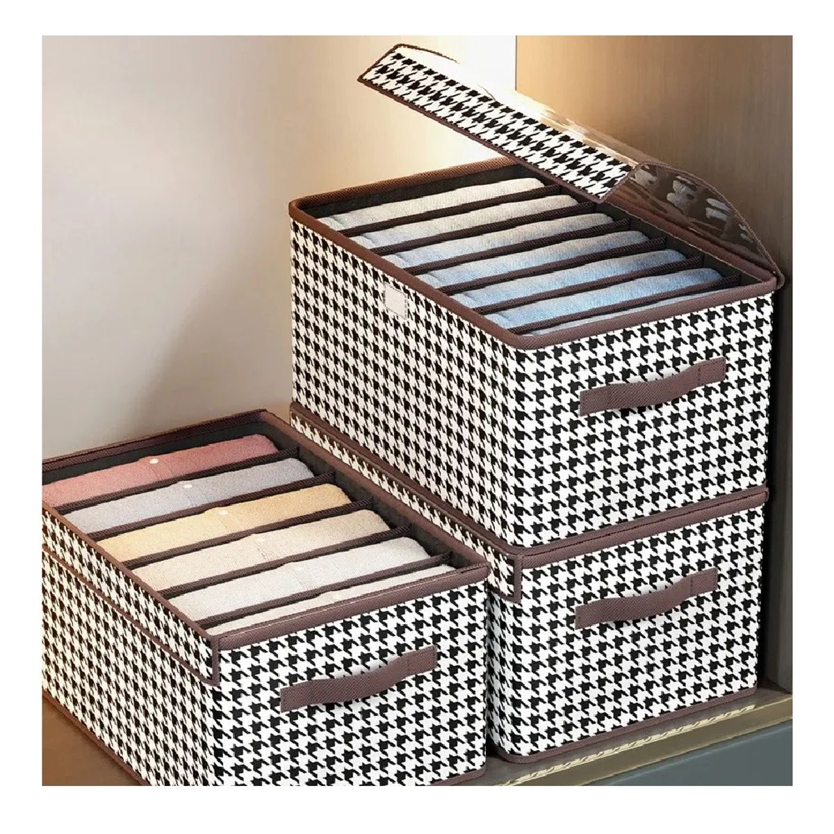 GENERICO - Set por 03 Organizador de Ropa y Clóset Con Tapa y Divisiones