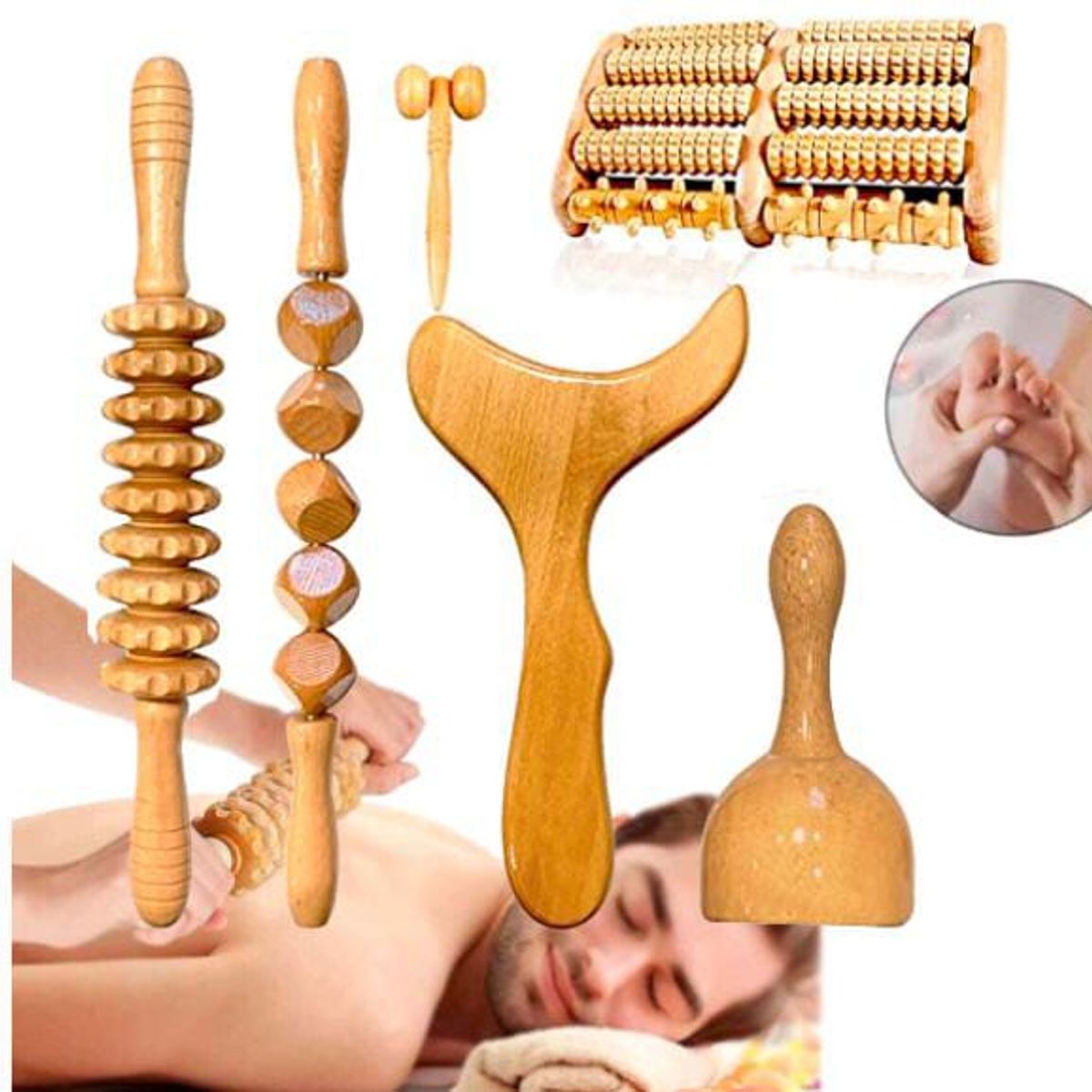 GENERICO - Set Masajeador Moldeador Corporal Drenaje Linfático Maderoterápia