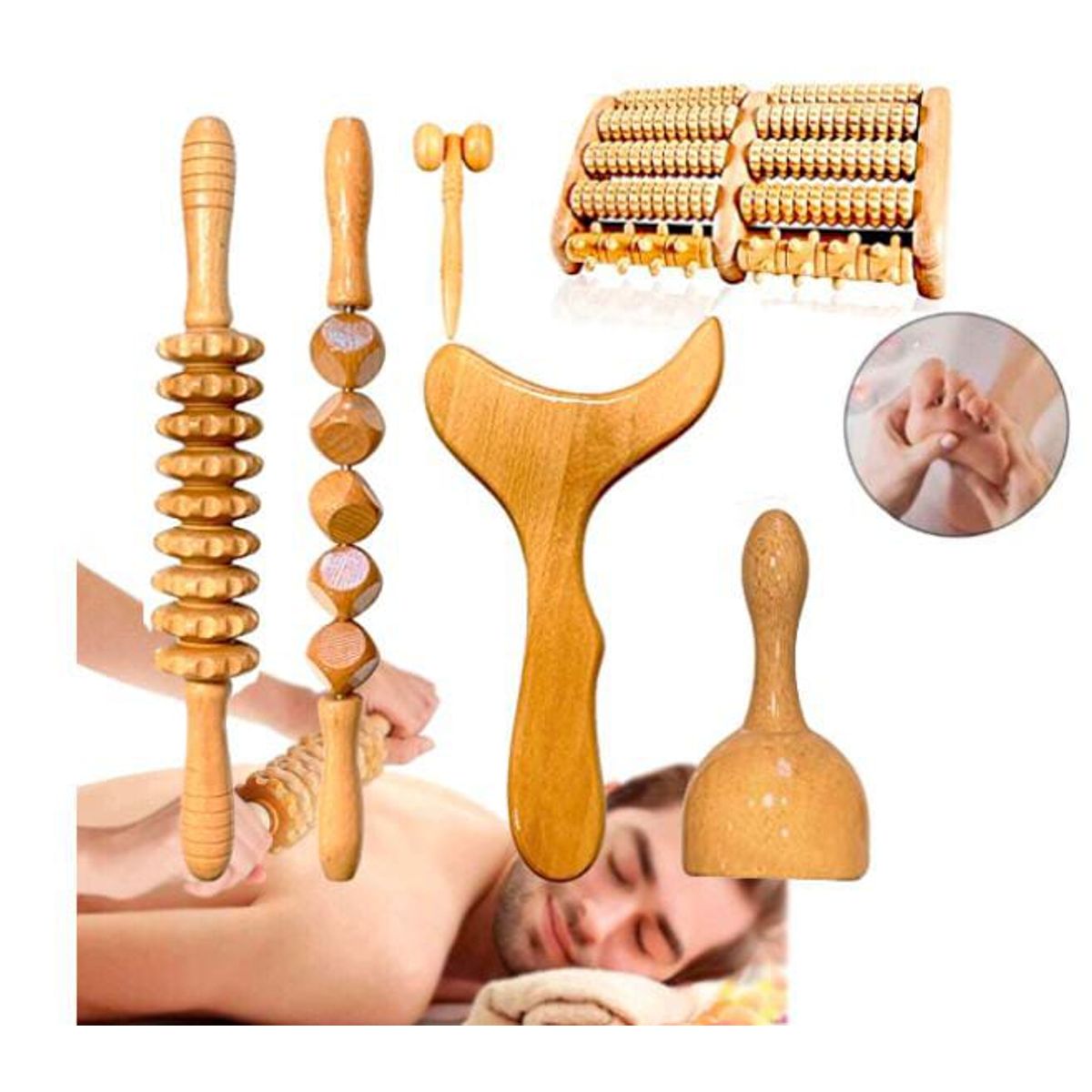 GENERICO - Set Masajeador Moldeador Corporal Drenaje Linfático Maderoterápia