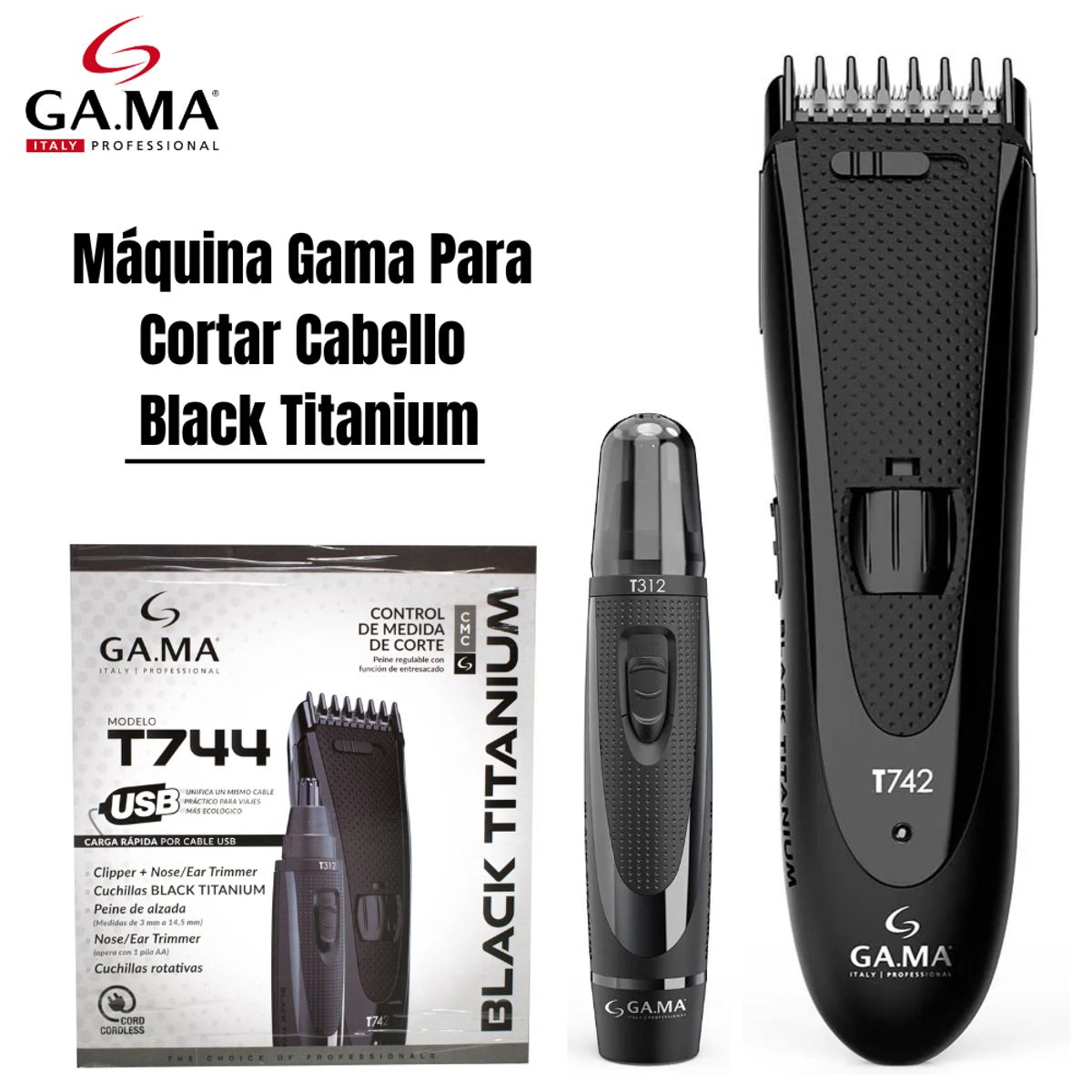 GAMA - Maquina clipper Gama Black Titanium  Nasal Gama - T744
