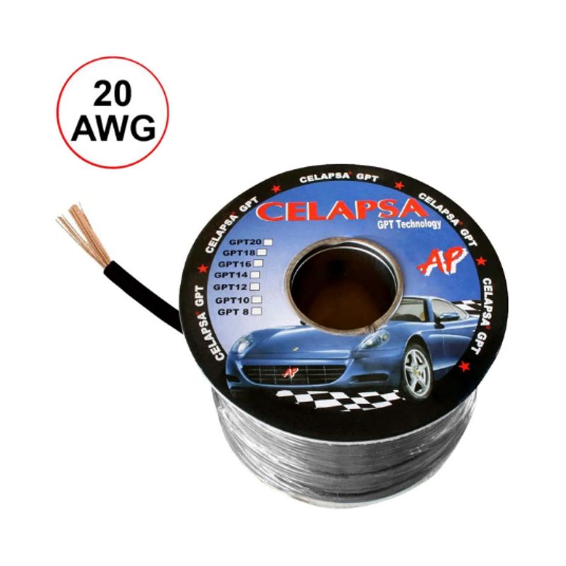 GENERICO - Cable Automotriz 20 AWG Negro GPT-20NG CELAPSA x Metro