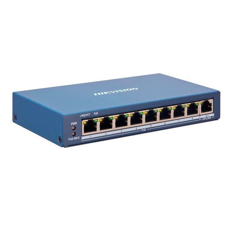 HIKVISION - SWITCH POE HIKVISION ADMINISTRABLE 8P 300M PN: DS-3E1309P-EI/M(O-STD)
