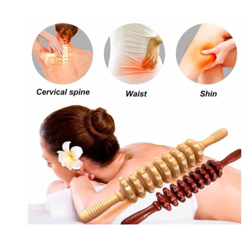 GENERICO - Rodillo de masaje manual de maderoterapia Espiga de madera