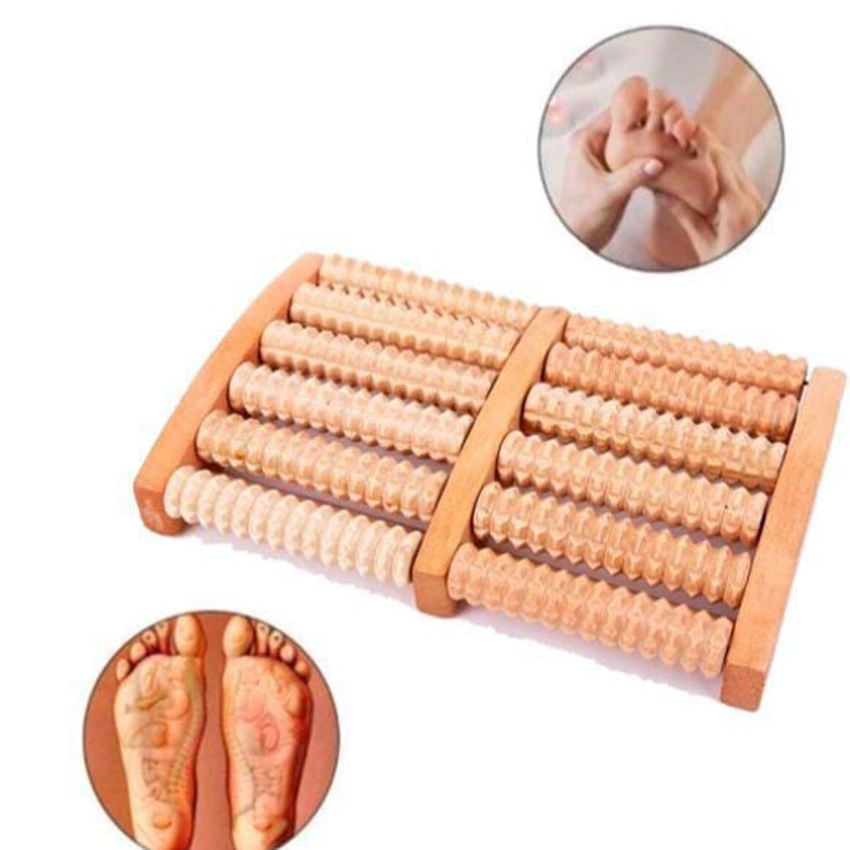 GENERICO - Masajeador de suelas y suelas tipo rodillo de madera maciza