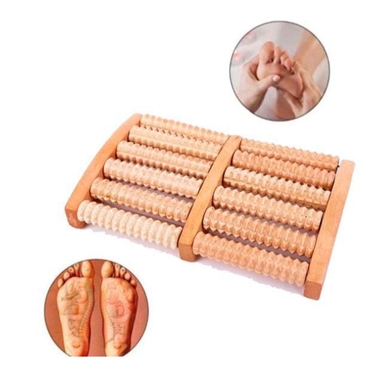 GENERICO - Masajeador de suelas y suelas tipo rodillo de madera maciza