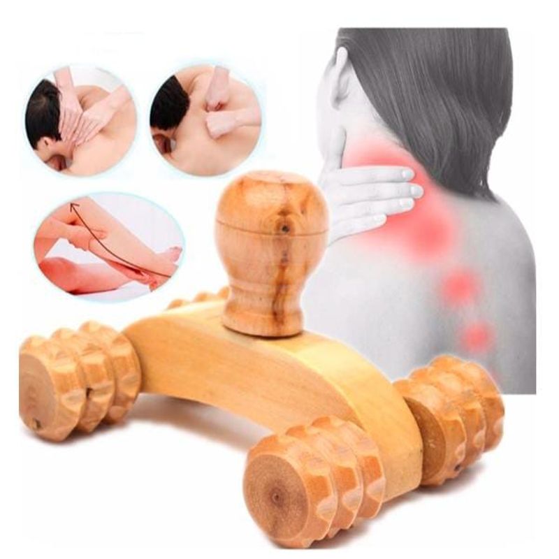GENERICO - Masajeador Rodillo Carrito Corporal de Madera Reflexología
