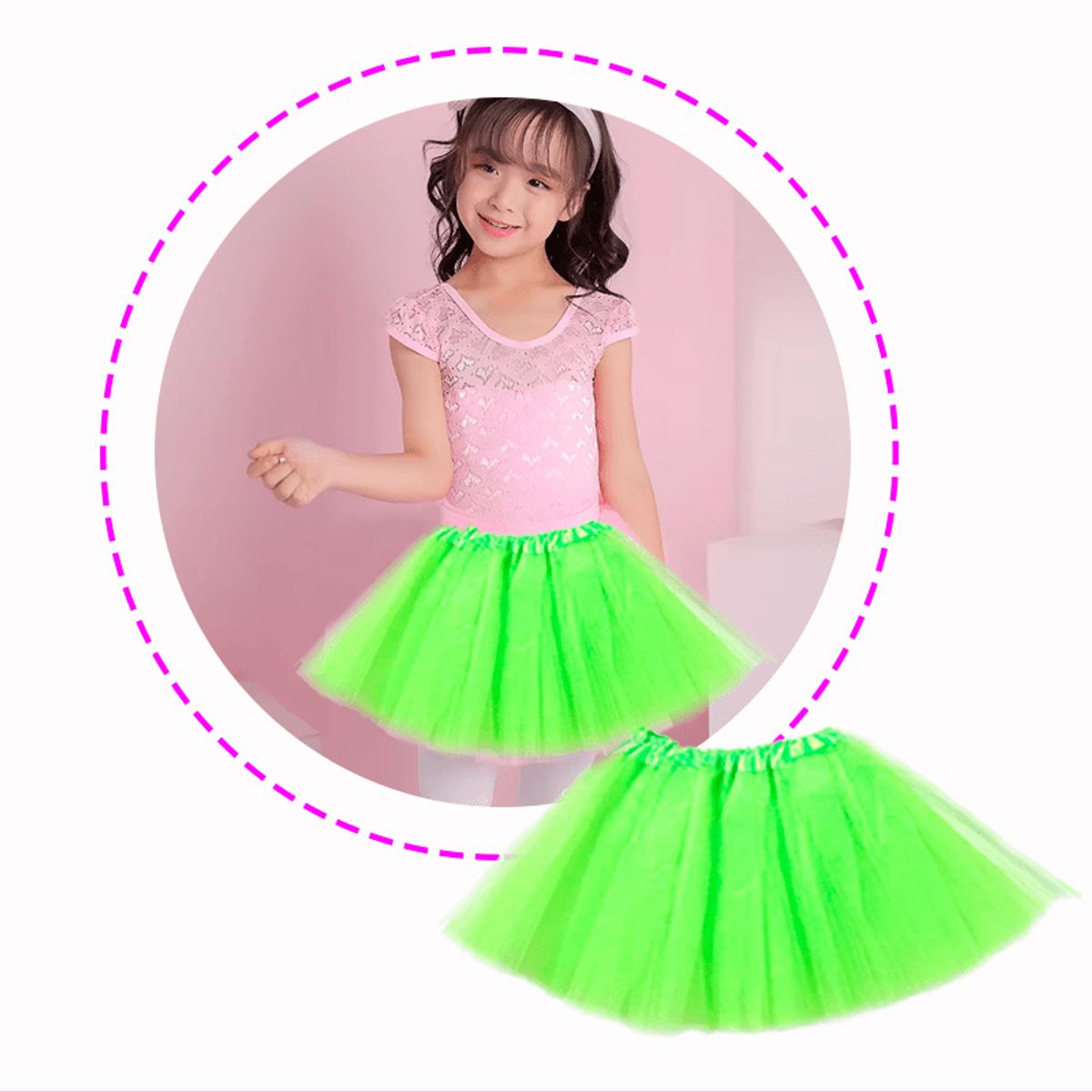 GENERICO - Falda Tutu Fucsia (3 a 8 años) verde