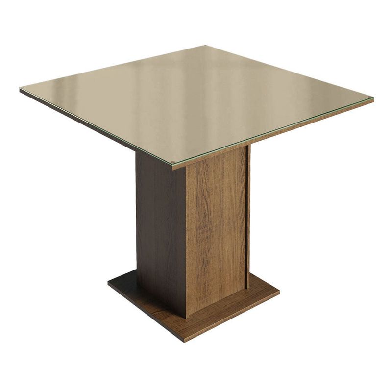 MADESA - Mesa de Comedor Cuadrada 4 Puestos - Tablero de Madera y Cristal