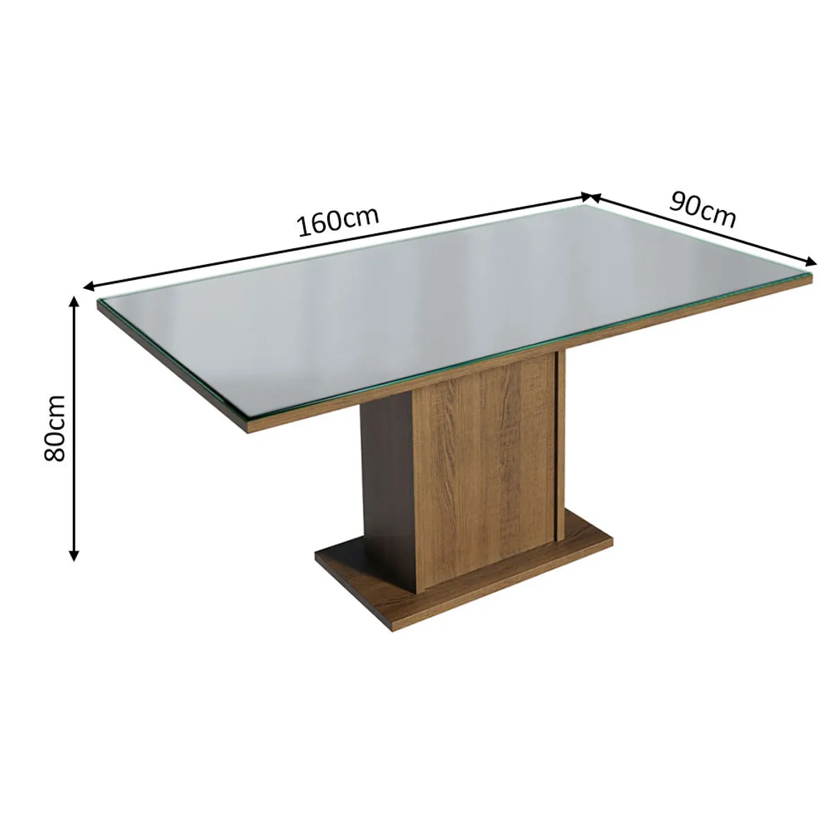 MADESA - Mesa de Comedor Rectangular 6 Puestos con Tablero de Madera y Cristal