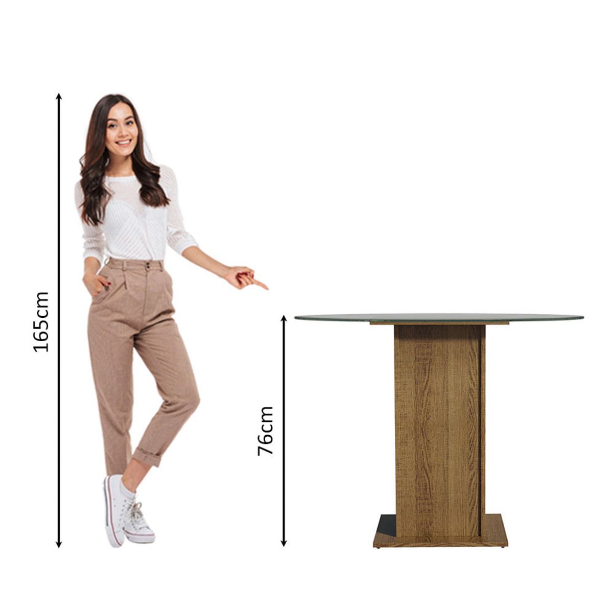 MADESA - Mesa de Comedor Redonda con Encimera de Cristal