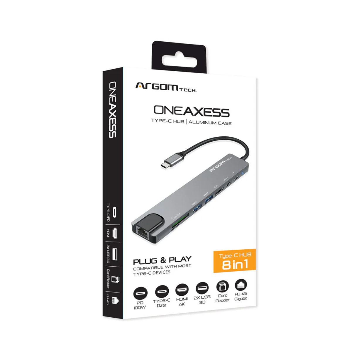 ARGOMTECH - ADAPTADOR 8 EN 1 TIPO C HUB ONEAXESS
