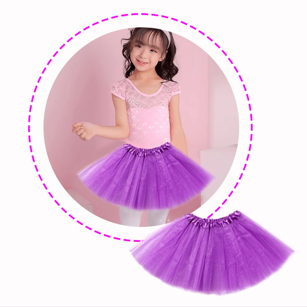 GENERICO - Falda Tutu Fucsia (3 a 8 años) morado