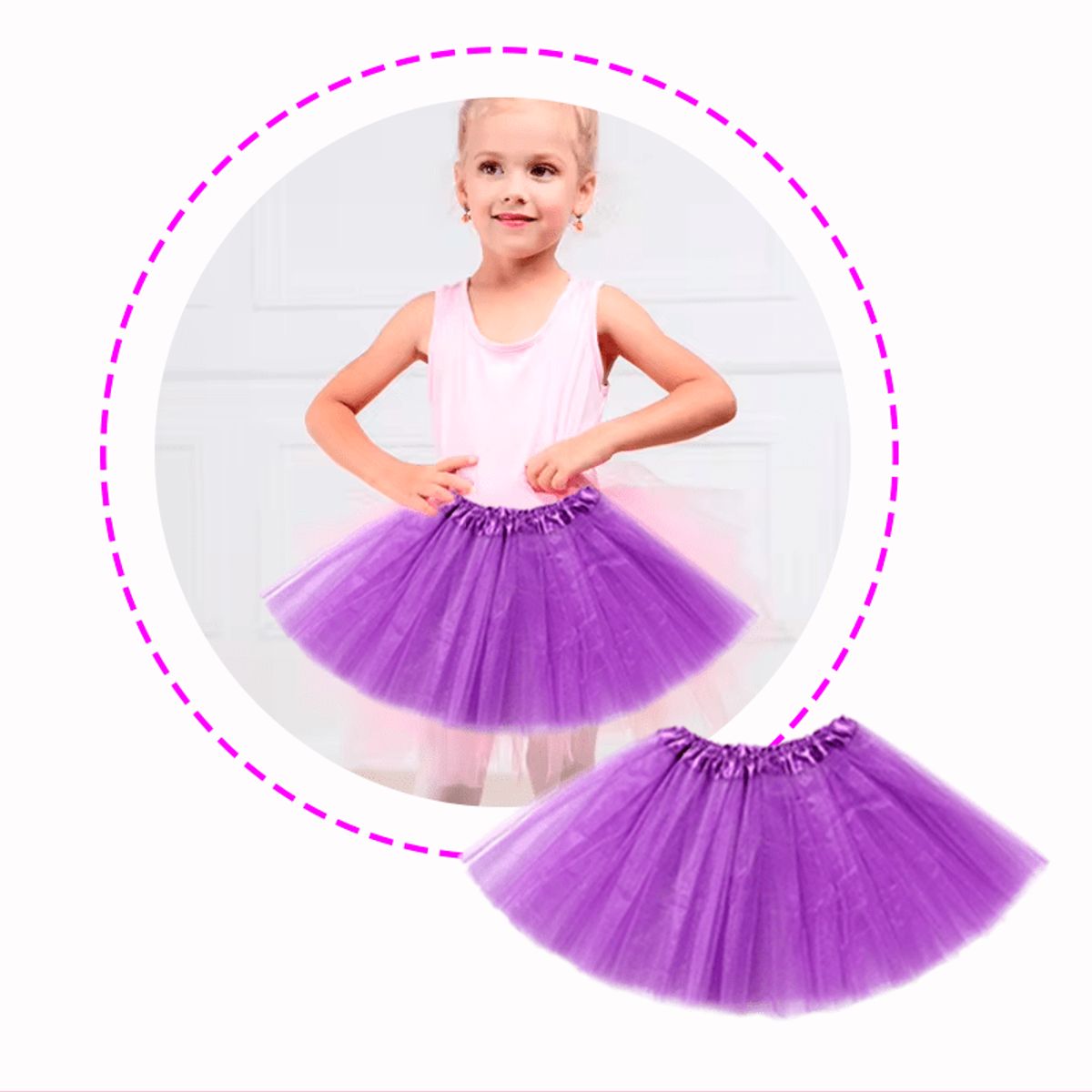 GENERICO - Falda Tutu Fucsia (3 a 8 años) morado