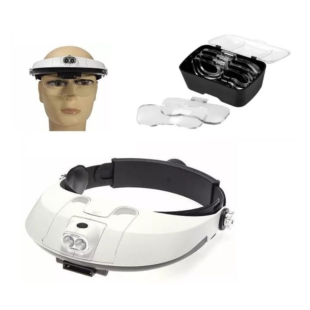 GENERICO - Lupa Visera de cabeza Con Luz Led y 5 Medidas de Aumento