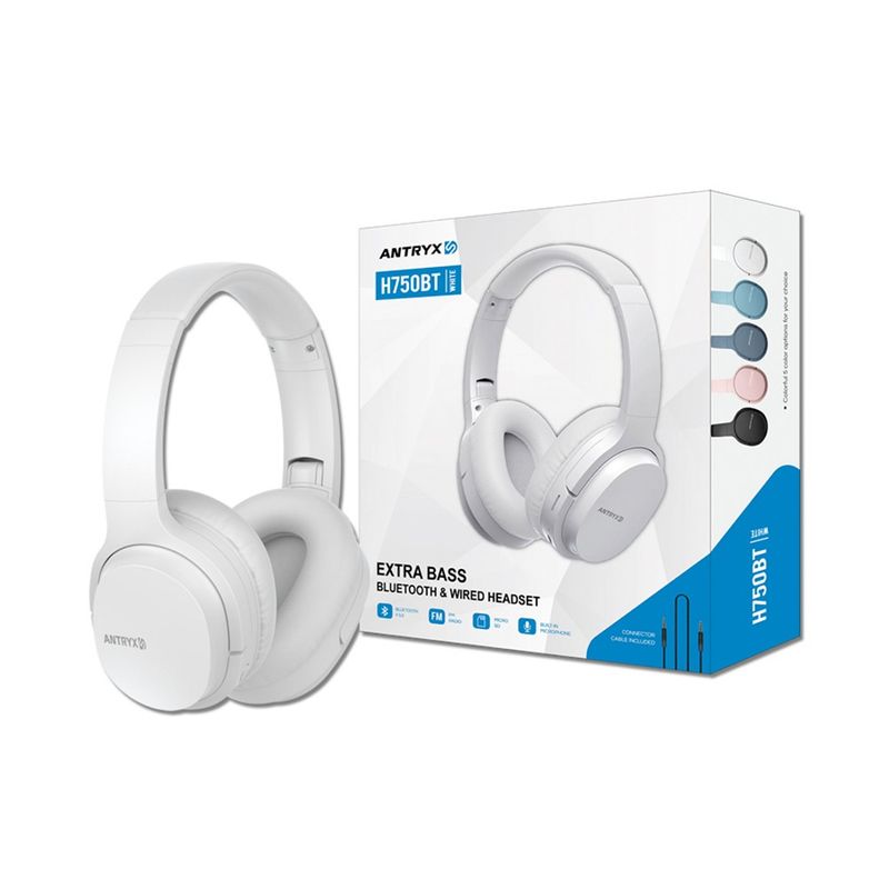 ANTRYX - AUDIFONO CON MICROFONO BLUETOOTH ANTRYX DS H750BT BLANCO 2.1 FM
