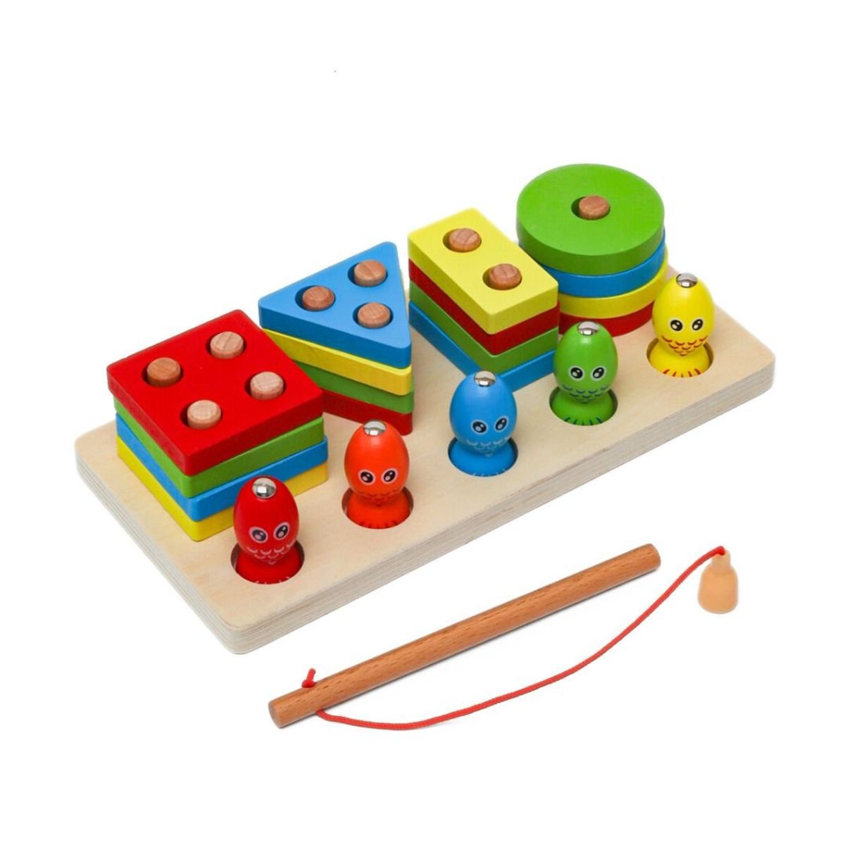 GENERICO - Plantado Lineal Figuras Geométricas Pesca Montessori 2 en 1